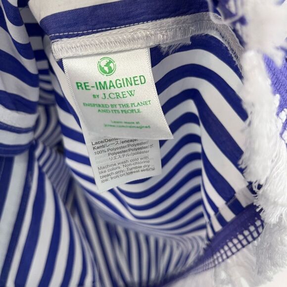 J Crew Belted Cotton Poplin Tunic Dress in Stripe Blue White 6 - Picture 8 of 12